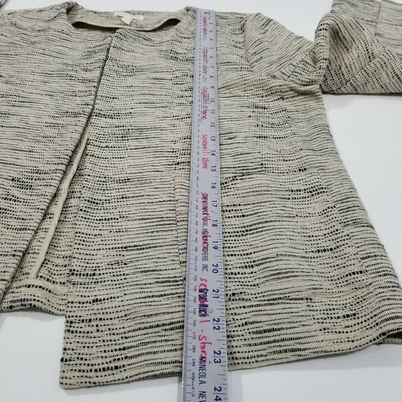 Eileen Fisher Tweed Textured Striped Open Front - Picture 5 of 6